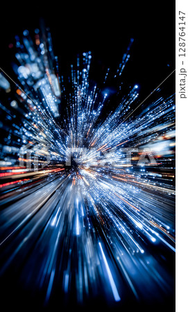 高速データ転送を象徴する放射状レーザーストリーム 128764147