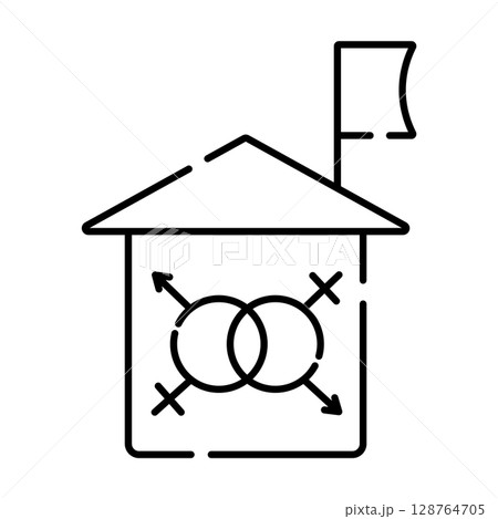 Lgbt house sign, vector black line icon Lgbt house sign, vector black line icon 128764705
