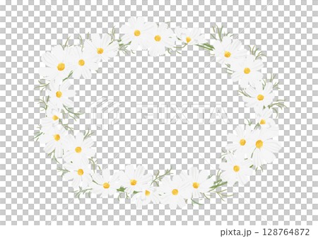 White cosmos wreath watercolor touch White cosmos wreath watercolor touch 128764872