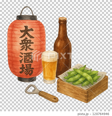 大衆酒場おつまみセット（PNG切り抜き） 128764946