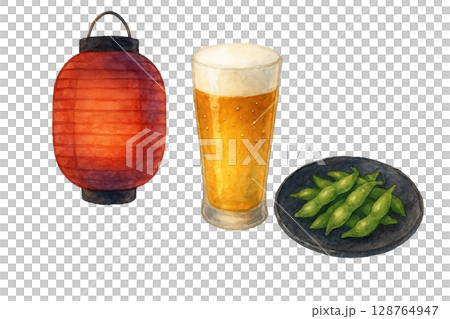 夏季節慶啤酒和毛豆套裝(PNG 剪紙) 夏季節慶啤酒和毛豆套裝(PNG 剪紙) 128764947