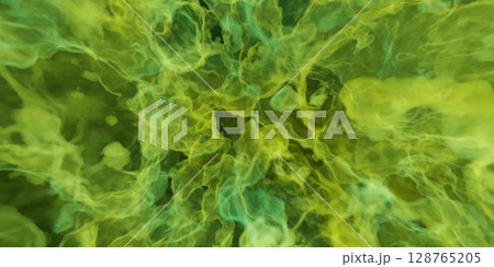 Swirling Green and Yellow Abstract Vapor 128765205