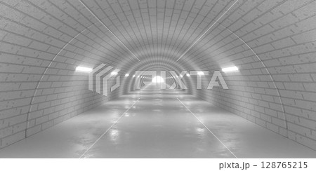 Illuminated Tunnel Perspective 3d render 128765215
