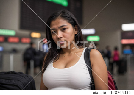 Young Woman at Airport Terminal 128765330