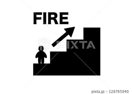 FIRE(経済的自由)を目指す人物と階段のシンプルイラスト FIRE(経済的自由)を目指す人物と階段のシンプルイラスト 128765840