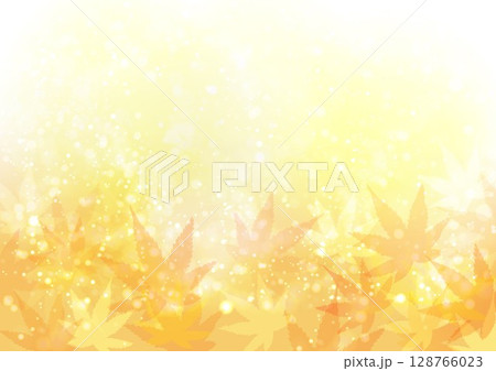 黄色のキラキラした背景と紅葉 128766023