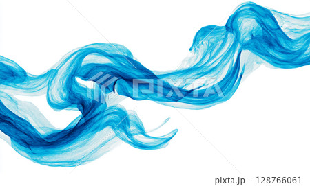 白背景に青い流体の抽象背景 128766061