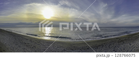 Scenic beach on the thyrrenian coastline in Calabria, Italy 128766075
