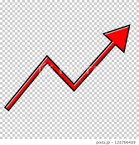 White and red line graph rising arrow icon White and red line graph rising arrow icon 128766489