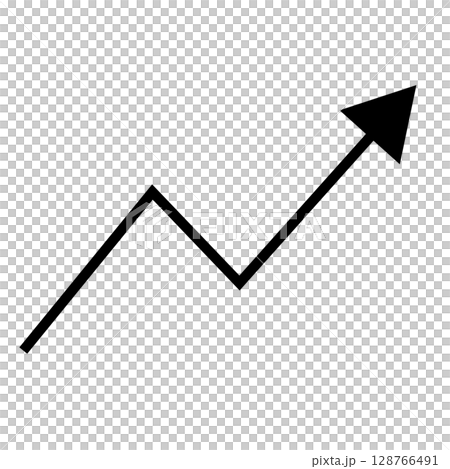 Black line graph rising arrow icon Black line graph rising arrow icon 128766491