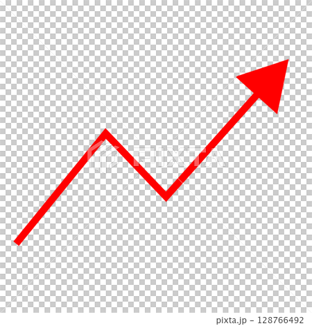 Red line graph rising arrow icon Red line graph rising arrow icon 128766492