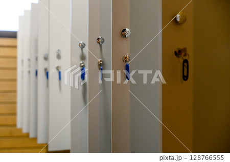 Close-up of lockers in the dressing room 128766555