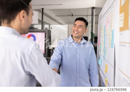 Asian businessman shaking hand with colleague or partner Asian businessman shaking hand with colleague or partner 128766996