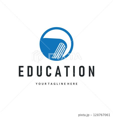 Simple educational learning book logo design, with a simple back to school education concept, illustration template design 128767061