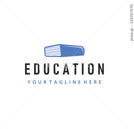 Simple educational learning book logo design, with a simple back to school education concept, illustration template design 128767070