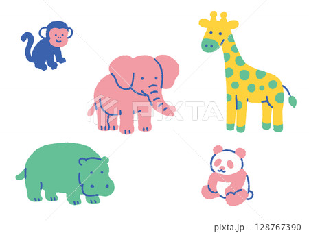 子どもに人気の動物たちセット_色 128767390