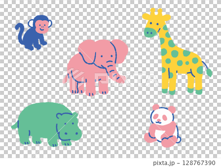 Children's popular animals set_color 128767390