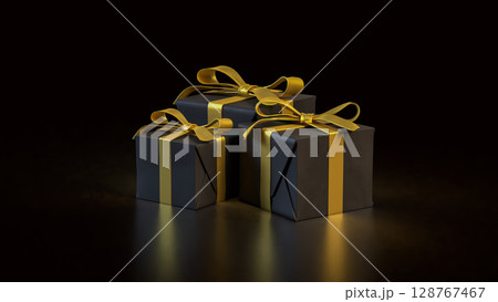 The Black Gift box for celebration or Holiday concept 3d Rendering. The Black Gift box for celebration or Holiday concept 3d Rendering. 128767467