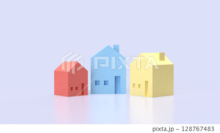 The House multi color for real estate or property concept 3d Rendering. 128767483