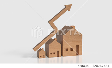 The House and Arrow up for Business concept 3d Rendering. 128767484