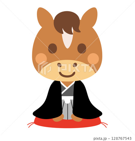 午年・羽織袴の干支キャラクター 午年・羽織袴の干支キャラクター 128767543