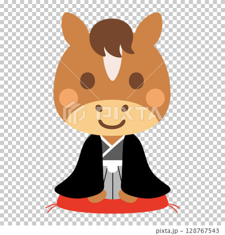 午年・羽織袴の干支キャラクター 午年・羽織袴の干支キャラクター 128767543