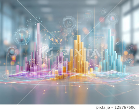 データ解析とビジネスグラフの背景｜Business Analytics and Abstract D 128767606