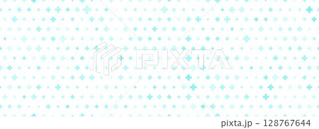 Medical healthcare seamless background. Green blue cross pattern. Repeated plus symbol wallpaper. Vector hospital pattern. Tech backdrop for presentation, banner, poster, booklet, brochure, leaflet 128767644