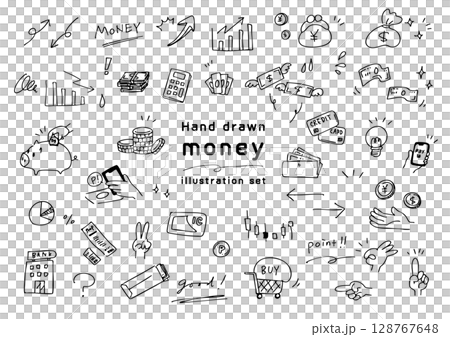 手寫的錢圖標集 128767648