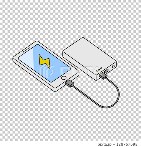 將手機電池充電 128767698
