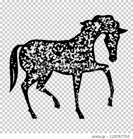 おしゃれな馬スタンプ風イラスト素材 おしゃれな馬スタンプ風イラスト素材 128767793