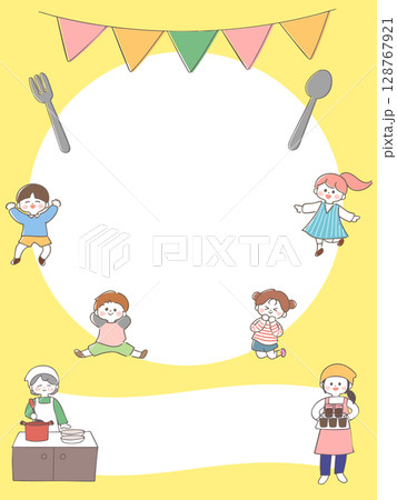かわいいこども食堂の広告・チラシ・ポスター用テンプレート　文字なし 128767921