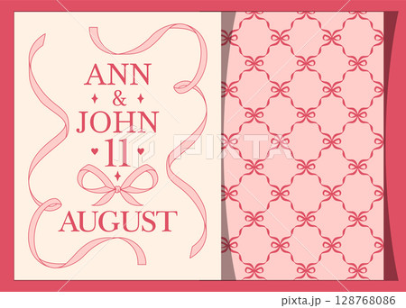 Romantic lace festive template. Pink tone feminine style frame with copy space for two-sided printable personalized invitations in 8.5x11 letter format 128768086
