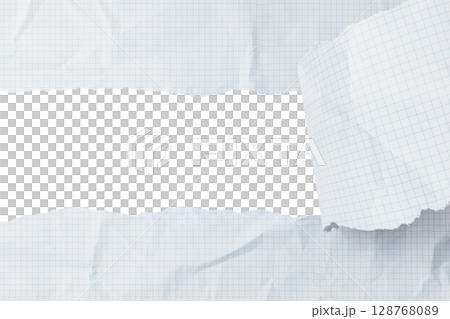 Torn graph paper, transparent background 128768089