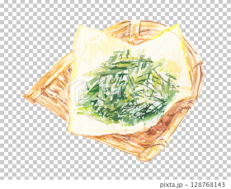 綠茶葉的水彩插圖 128768143