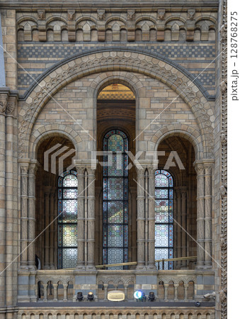 The richly detailed stonework walls and prominent stained glass windows, reflects a blend of Romanesque and Victorian Gothic Revival architectural styles. The richly detailed stonework walls and prominent stained glass windows, reflects a blend of Romanesque and Victorian Gothic Revival architectural styles. 128768275