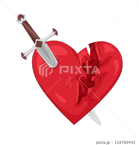 Illustration of heart pierced by a sword 128768442