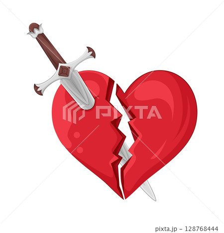 Illustration of heart pierced by a sword 128768444