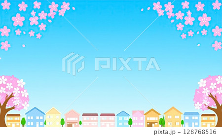 《AI画像》桜咲く春の住宅街 128768516