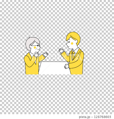 Illustration of a businessman dealing with an elderly man 128768603