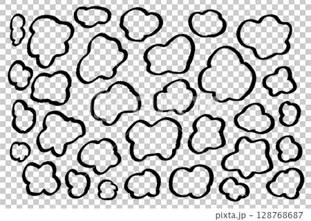Hand-drawn cloud and speech bubble-like contour pattern | Randomly arranged pop border background material 128768687