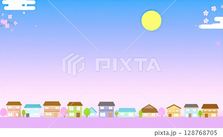 《AI画像》夕暮れの住宅街 128768705