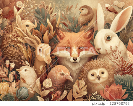 温かい森の生命たち 128768795