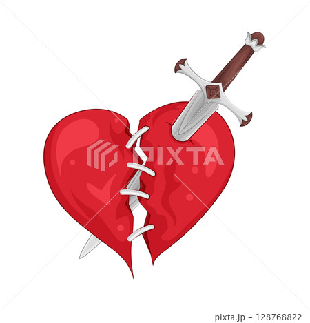 Illustration of heart pierced by a sword 128768822