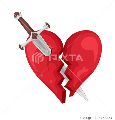 Illustration of heart pierced by a sword Illustration of heart pierced by a sword 128768823