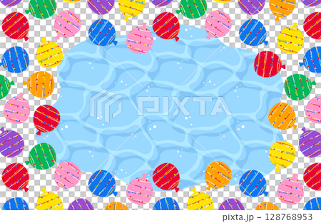 彩色水氣球框架水面水坑水 128768953