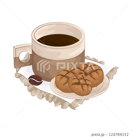 Illustration of Coffee with cookies 128769152
