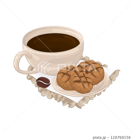 Illustration of Coffee with cookies 128769156
