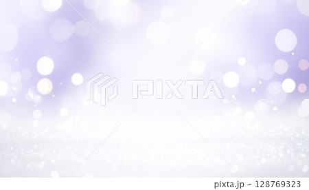やわらかなラベンダーと光の玉ボケ背景／ふんわり優しい抽象グラデーション 128769323