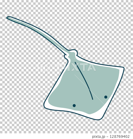 シンプルなエイの線画イラスト 128769402